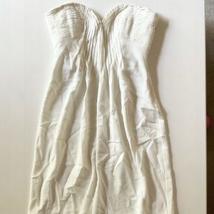 Tufi Duek Ribbed White Sweetheart Mini Dress